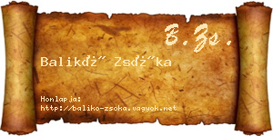 Balikó Zsóka névjegykártya